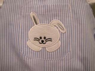 New Boys 2 Pc Blue & White Seersucker EASTER BUNNY Outfit, Sz 3 6, 6 