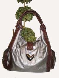 FAUX PATENT LEATHER OVERSIZED HOBO BAG PURSE~BRONZE  