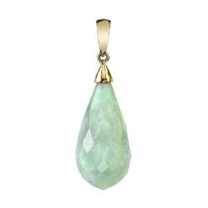  Faceted Jade Drop Pendant in 14K Yellow Gold Pearlzzz 