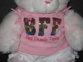 Build A Bear Plush White Pink BFF Best Friends Forever Teddy Stuffed 