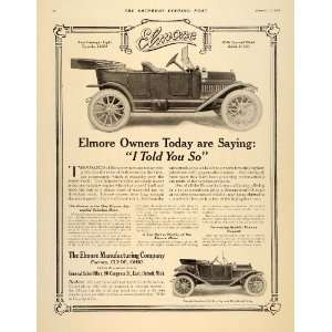1912 Ad Elmore Vintage Automobiles Car Enthusiasts   Original Print Ad 