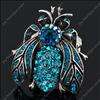   crystal blue rhinestone insect fly animal jewelry stretch silver ring