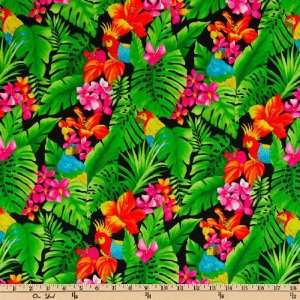  45 Wide Wild Life Paradise Black Fabric By The Yard 