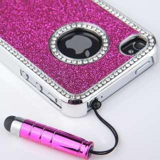   Hard Case Cover W/Chrome Stand Fr iPhone 4 4G 4S + Films & Pen  