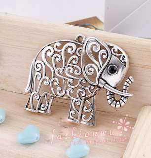 Hollow Ancient Silver Plated Elephant Charms65x50mm1  