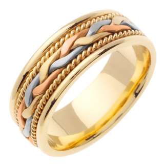 THIS IS A SOLID 14K TRI COLOR GOLD MENS THICK 7MM COMFORT FIT WEDDING 