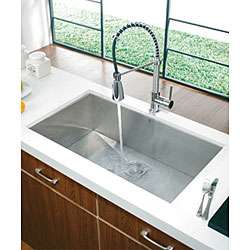 Vigo Elongated Angular Stainless Steel Kitchen Sink  