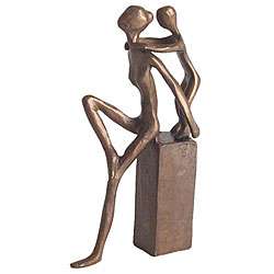 Mother and Child Playing Cast Bronze Sculpture  