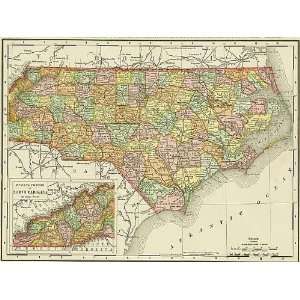    McNally 1895 Antique Map of North Carolina