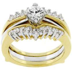 Goldtone Clear CZ Bridal Ring Set  