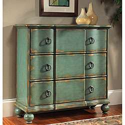 Hand painted Distressed Blue Accent Chest  Overstock