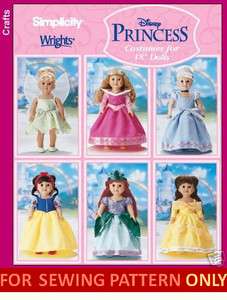 DISNEY PRINCESS DOLL CLOTHES PATTERN! FIT AMERICAN GIRL  