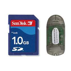 Sandisk 1G SD Card with SDHC USB Card Reader  