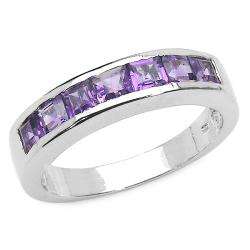 Sterling Silver Channel set Square cut Amethyst Ring  Overstock