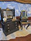 Antique pre 1900 Dollhouse Ebonized DRESSER, TABLE, & TABLE TOP VANITY 