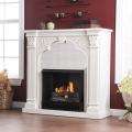 Vienna Antique White Electric Fireplace with Remote  Overstock