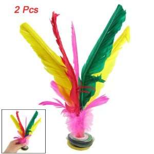   Colorful Feather Kick Shuttlecock Chinese Jianzi 2 Pcs Toys & Games