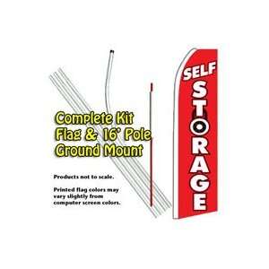 SELF STORAGE (Lock) Feather Banner Flag Kit (Flag, Pole, & Ground Mt)