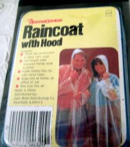 Plastic hooded full length adult snap raincoat blue  