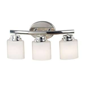 NEW 3 Light Bathroom Vanity Lighting Fixture, Polished Nickel, White 