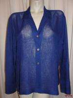   Blue See thru Polyester/Rayon Long Sleeve Blouse Top Size 2  