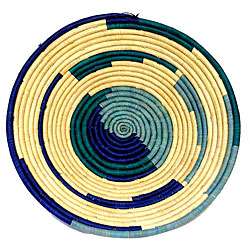 Large Blue/ Turquoise/ Natural Coil Basket (Uganda)  