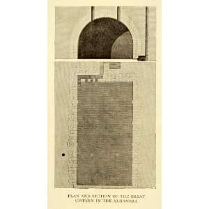  1907 Print Plan Section Great Cistern Alhambra Granada Spain 