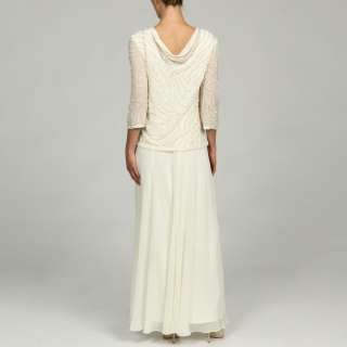 Patra Ltd Womens Silk Bead Drape Neck Evening Dress  