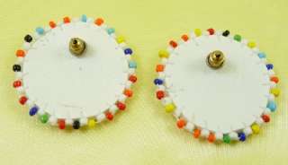Southwest Style Indian Seed Bead Round Pierced Earrings NEW  