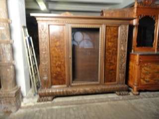 GERMAN ANTIQUE WALNUT PAW FOOTED BOOKCASE 11BL020  