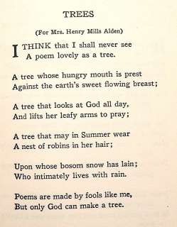 JOYCE KILMER TREES and OTHER POEMS 1914 1stE2P POETRY  
