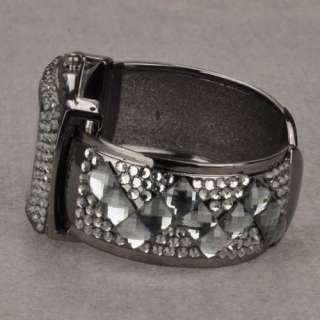 Cool Smoky Ladies Fully Diamante Charm Quartz Wrist Bracelet Bangle 