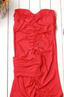 Red Womens Girls Strapless Bandeau Party Mini Dress NEW  