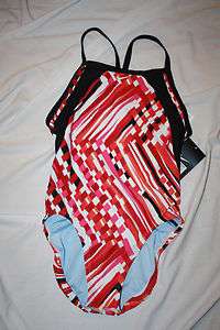   WOMENS SWIMSUIT 34~SIZE 8~RACER BACK~RED~CHLORINE RESISTANT~#TCSS0004