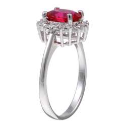 Sterling Essentials Sterling Silver Oval Red Cubic Zirconia Ring 