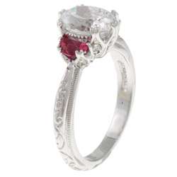 Tacori IV Sterling Silver Clear and Red Cubic Zirconia Royal Ring 