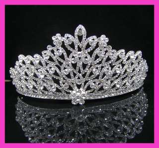 Wedding/Bridal crystal veil tiara crown headband CR223  