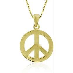 18k Gold/ Sterling Silver Peace Sign Necklace  Overstock