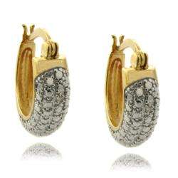 14k Gold over Silver Diamond Accent Hoop Earrings  Overstock