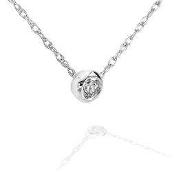 14k White Gold 1/10ct TDW Diamond Solitaire Necklace (H I, I1 I2 