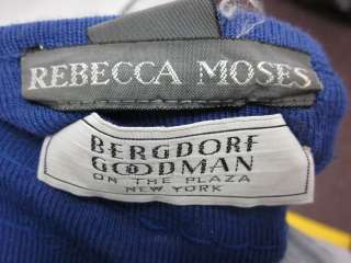 REBECCA MOSES Blue Wool Beaded Fringe Sweater Sz M  