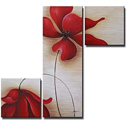 Red Flowers 255 Hand painted Canvas Art Set  Overstock