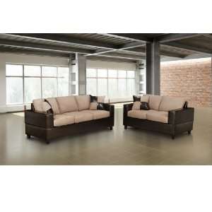   Sofa and Loveseat Living Room Set in Hazelnut Color.