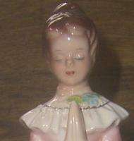 Vintage Enesco PINK Kitchen Prayer Lady Napkin Holder  