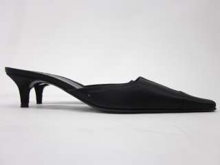 You are bidding on a pair of VERA WANG Black Satin Slides Pumps Heels 