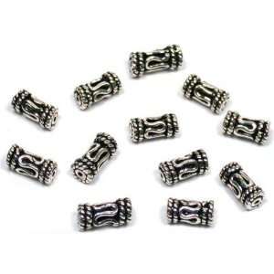  12 Bali Tube Beads Sterling Silver Stringing Rope 8mm 