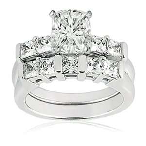  0.95 Ct Cushion Cut Diamond Wedding Rings Set CUT: VERY 