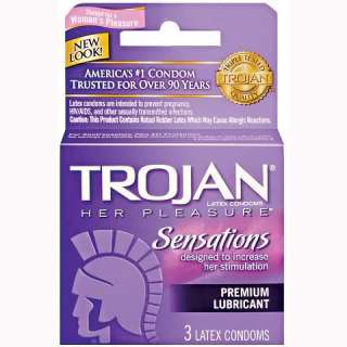 Trojan Her Pleasure Sensations   Retail Box of 3 Condoms