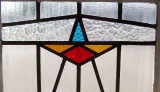 Pair of Antique Stained Glass Windows Art Deco Star  