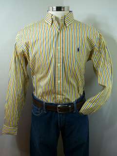 Polo Ralph Lauren Mens Classic Fit Long Sleeve Stripe Shirt Yellow 